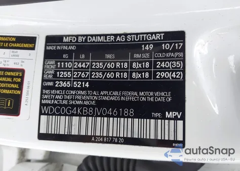 2018 Mercedes-Benz Glc 300 4Matic z USA, uszkodzony, nr VIN WDC0G4KB8JV046188